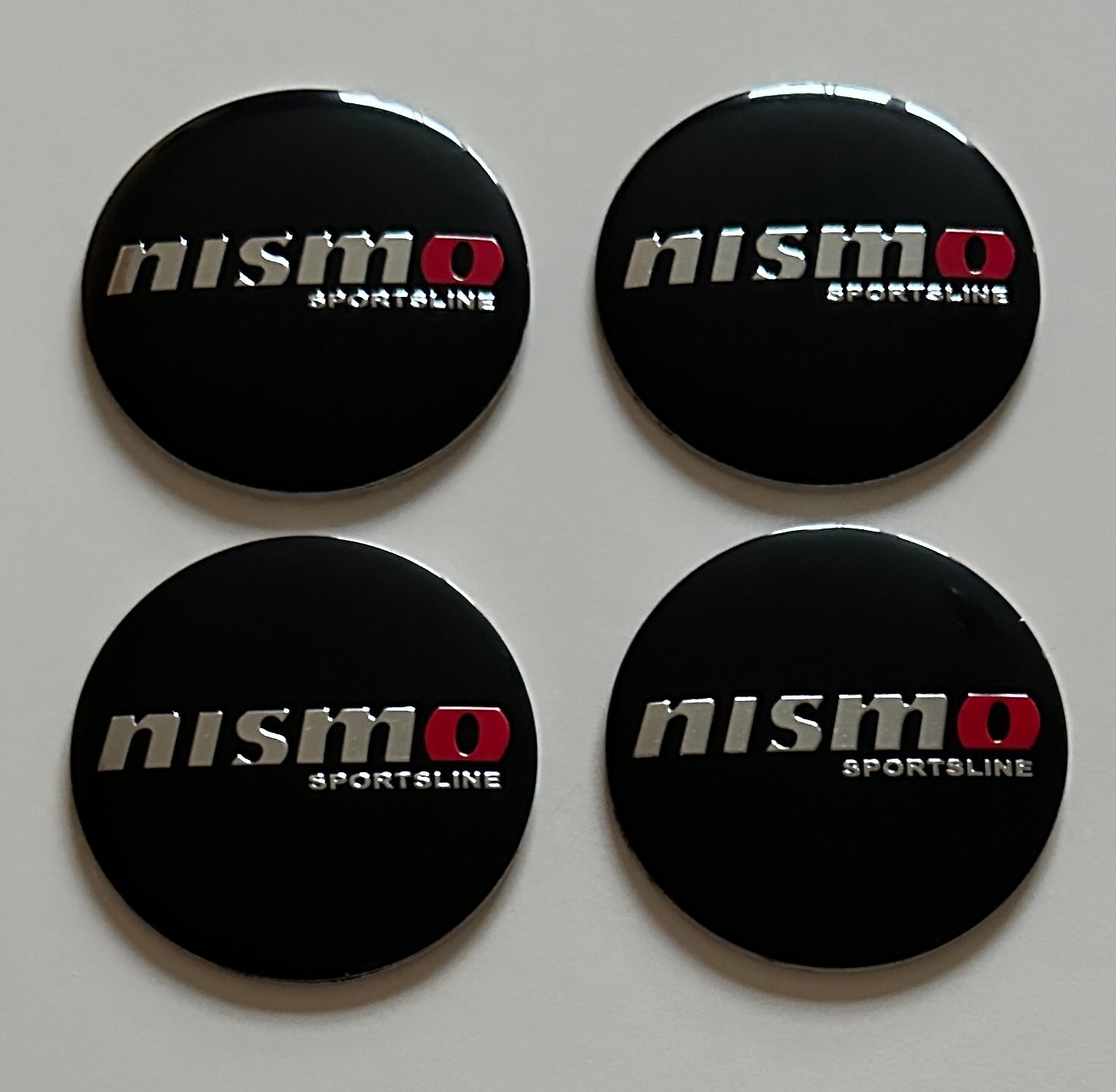 4 pcs (Set) 56mm - 2.20inch Black Nismo Sportsline Wheel Center Hub Caps Stickers