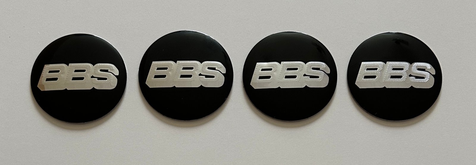4 pcs (Set) 56mm - 2.20inch Black & Silver BBS Wheel Center Hub Caps Stickers NOT EPOXY - Image 4