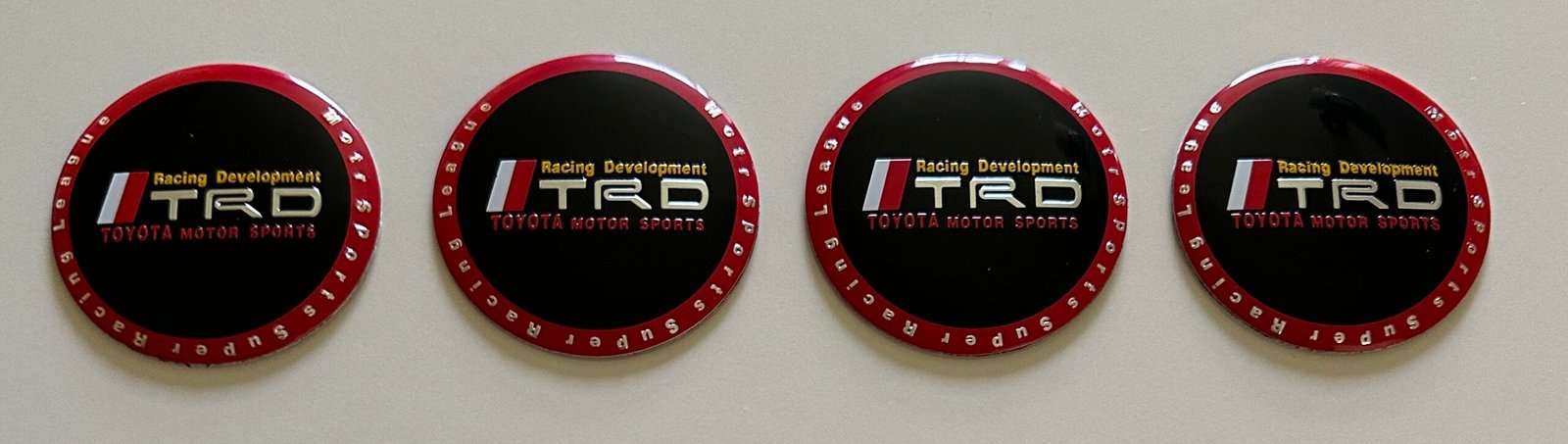 4 pcs (Set) 56mm - 2.20inch Black & Red Toyota TRD Motor Sports Wheel Center Hub Caps Stickers - Image 4