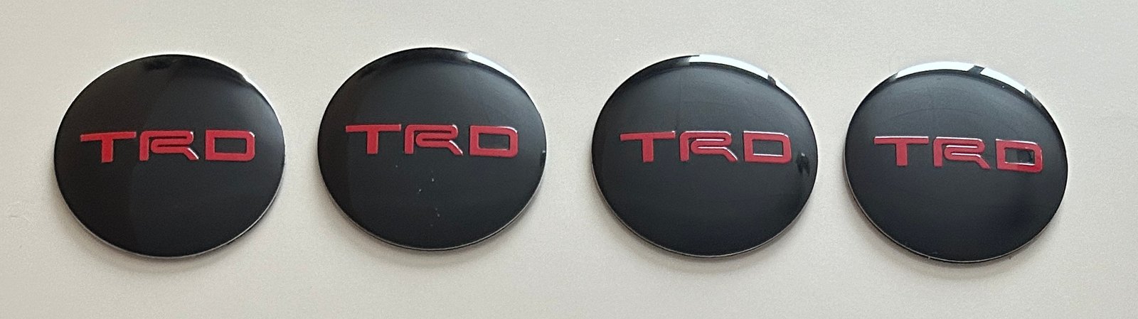 4 pcs (Set) 56mm - 2.20inch Black & Red Toyota TRD Wheel Center Hub Caps Stickers - Image 4