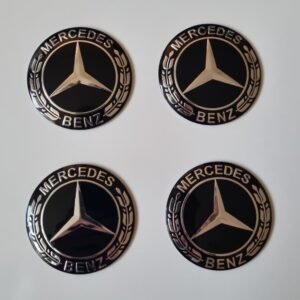 4 pcs (Set) 56mm - 2.20inch Black Mercedes Benz Wheel Center Hub Caps Stickers