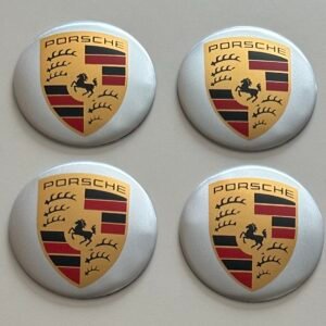 4 pcs (Set) 56mm - 2.20inch Silver Porsche Wheel Center Hub Caps Stickers