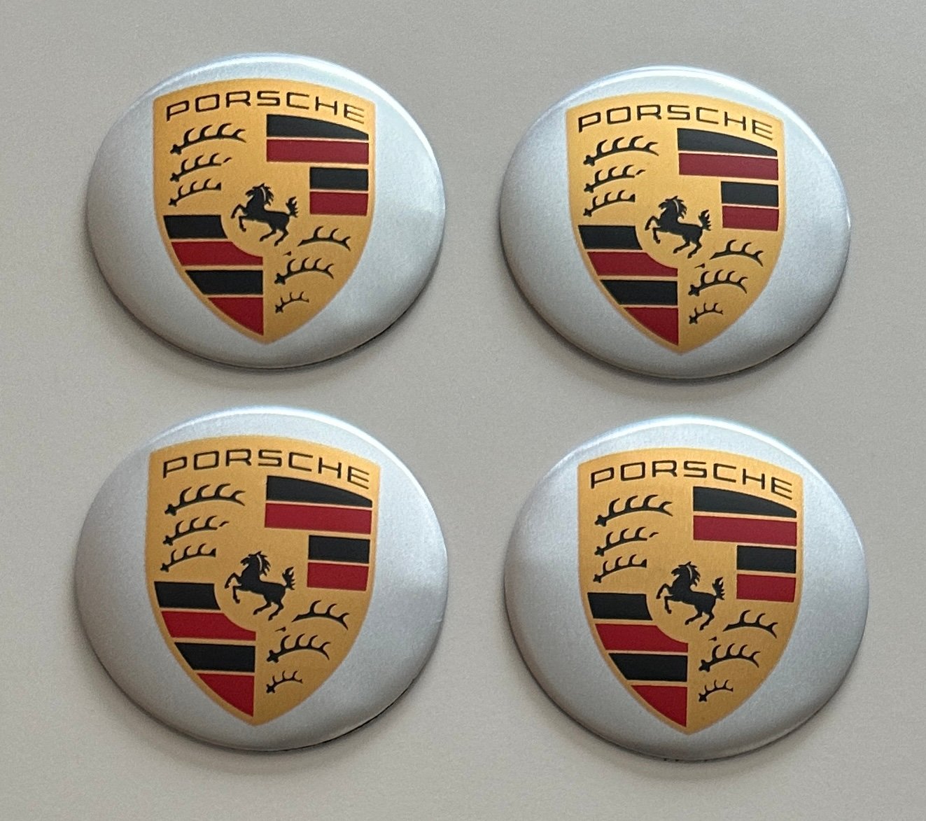 4 pcs (Set) 56mm - 2.20inch Silver Porsche Wheel Center Hub Caps Stickers