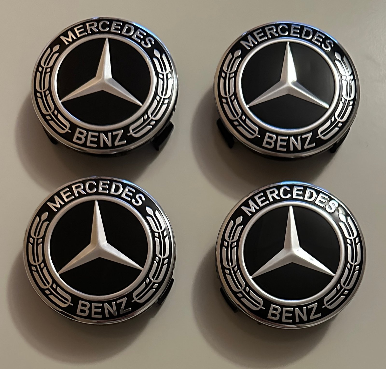 4 pcs (Set) 75mm - 2.95inch Black Mercedes Benz Wheel Center Hub Caps