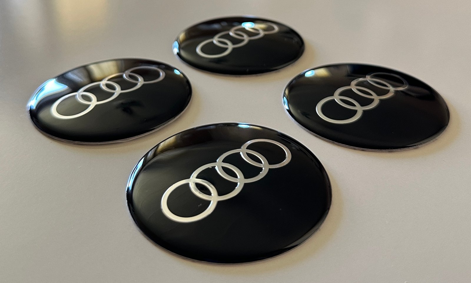 4 pcs (Set) 65mm - 2.56inch Black Audi Wheel Center Hub Caps Stickers - Image 2