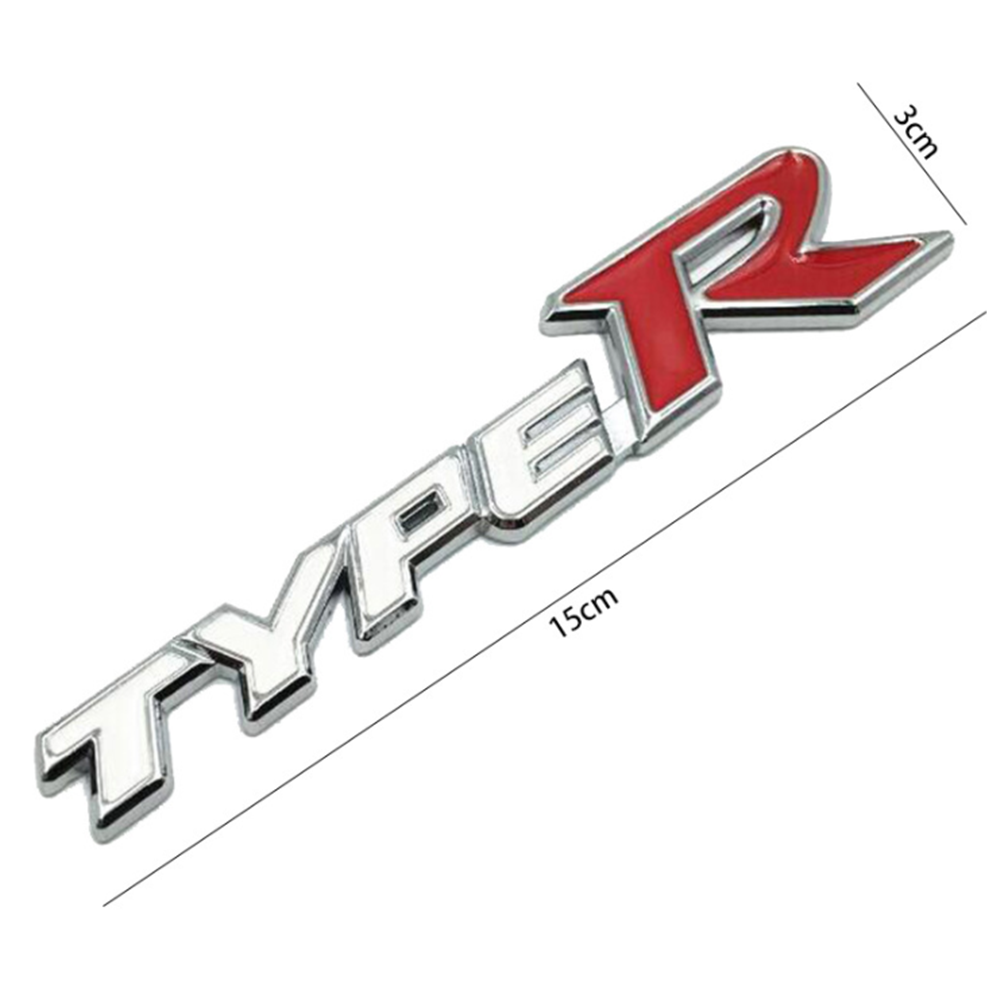 1 pcs White & Red Honda Type R Metal Emblem Sticker - Image 2