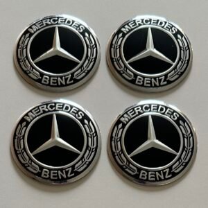 4 pcs (Set) 56mm - 2.20inch Black Mercedes Benz Wheel Center Hub Caps Stickers with Outer Ring
