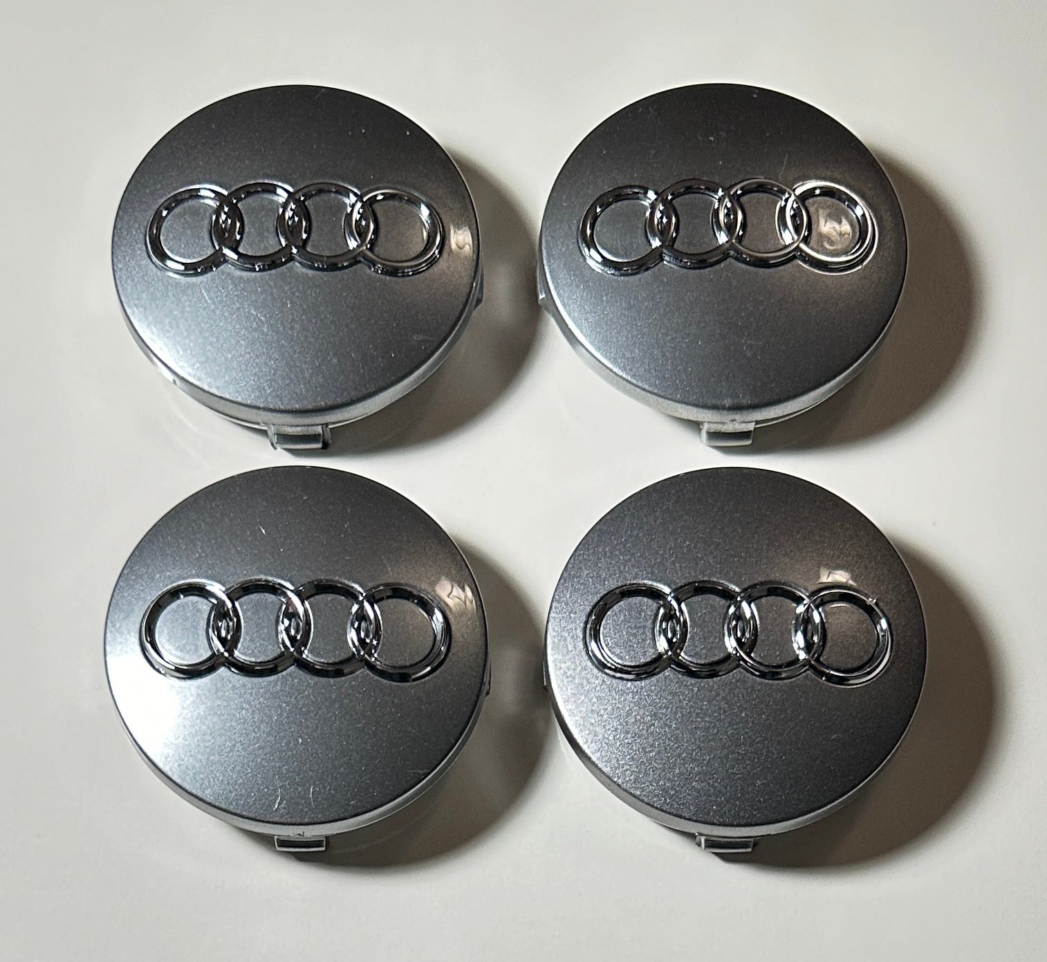 4 pcs (Set) 60mm - 2.36inch Glossy Gray Audi Wheel Center Hub Caps (4B0601170)