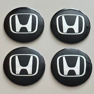 4 pcs (Set) 56mm - 2.20inch Black Honda Wheel Center Hub Caps Stickers