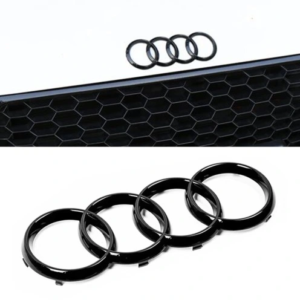 1 pcs Glossy Black Audi Front Rings Grille Emblem With Clips