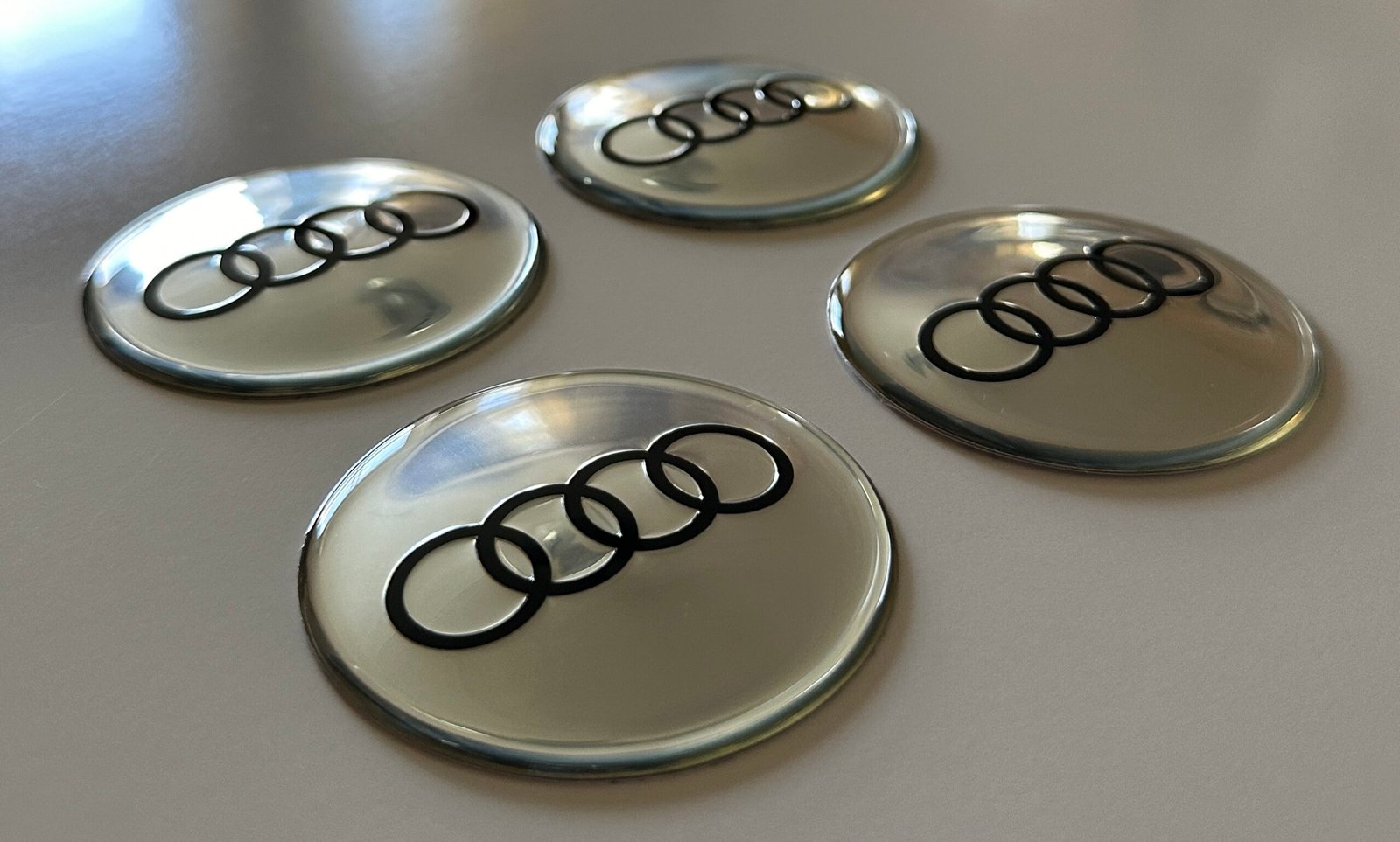 4 pcs (Set) 65mm - 2.56inch Silver Audi Wheel Center Hub Caps Stickers - Image 2