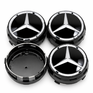 4pcs Glossy Black Mercedes-Benz AMG 75mm Wheel Center Caps – A0004000900