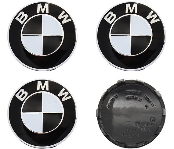 4 pcs (Set) 56mm - 2.20inch Black & White BMW Wheel Center Hub Caps