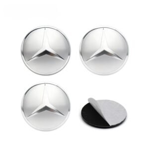 4pcs Silver Mercedes-Benz Wheel Center Stickers – 56mm / 60mm / 65mm