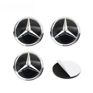 4pcs Black Mercedes-Benz Wheel Center Stickers – 56mm / 60mm / 65mm