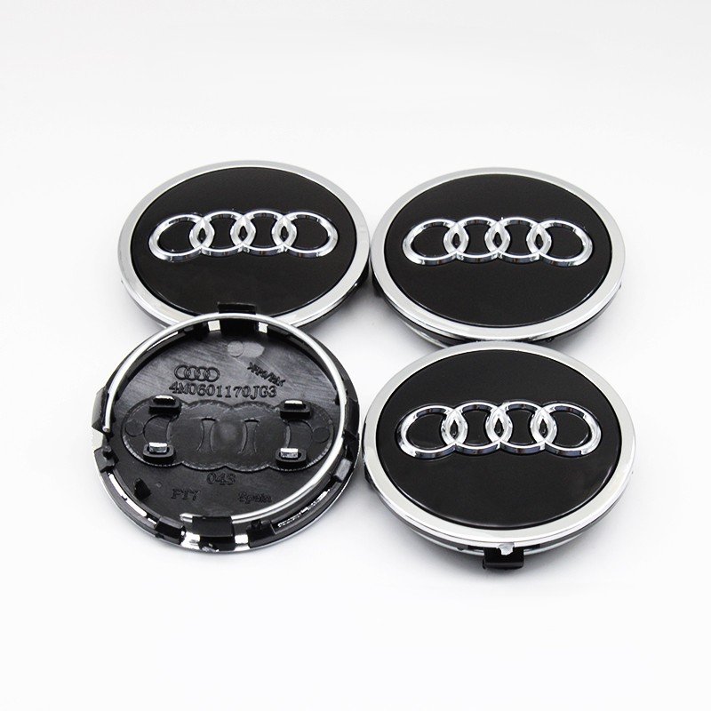 4 pcs (Set) 61mm - 2.40inch Black Audi Wheel Center Hub Caps