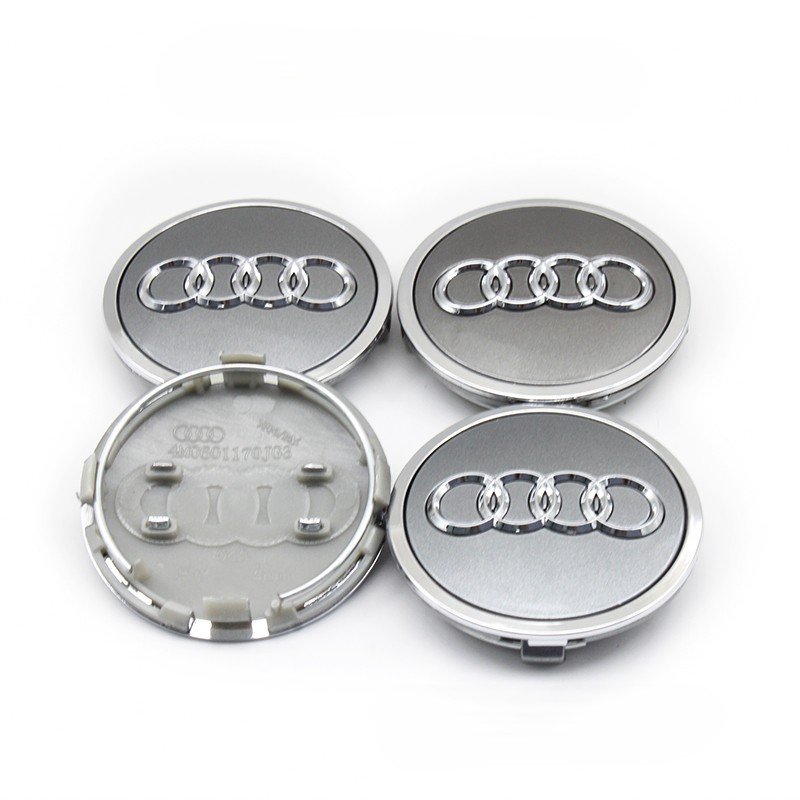 4 pcs (Set) 61mm - 2.40inch Gray Audi Wheel Center Hub Caps