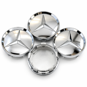 4pcs Glossy Silver Mercedes-Benz 60mm Wheel Center Caps