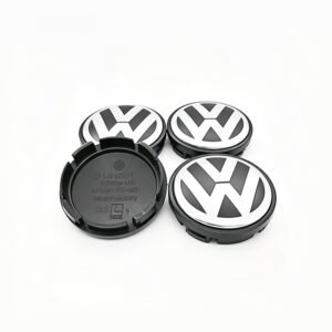 4 pcs (Set) 55mm - 2.16inch Black Volkswagen Wheel Center Hub Caps (1J0601171)