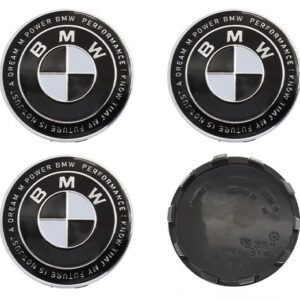 4 pcs (Set) 56mm - 2.20inch Black & White KITH BMW Wheel Center Hub Caps