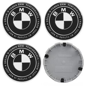 4 pcs (Set) 68mm - 2.68inch Black & White KITH BMW Wheel Center Hub Caps (36136783536)