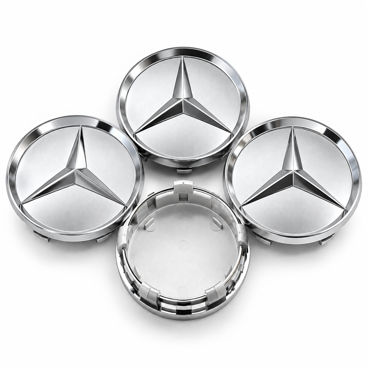 4pcs Matte Silver Mercedes-Benz 60mm Wheel Center Caps